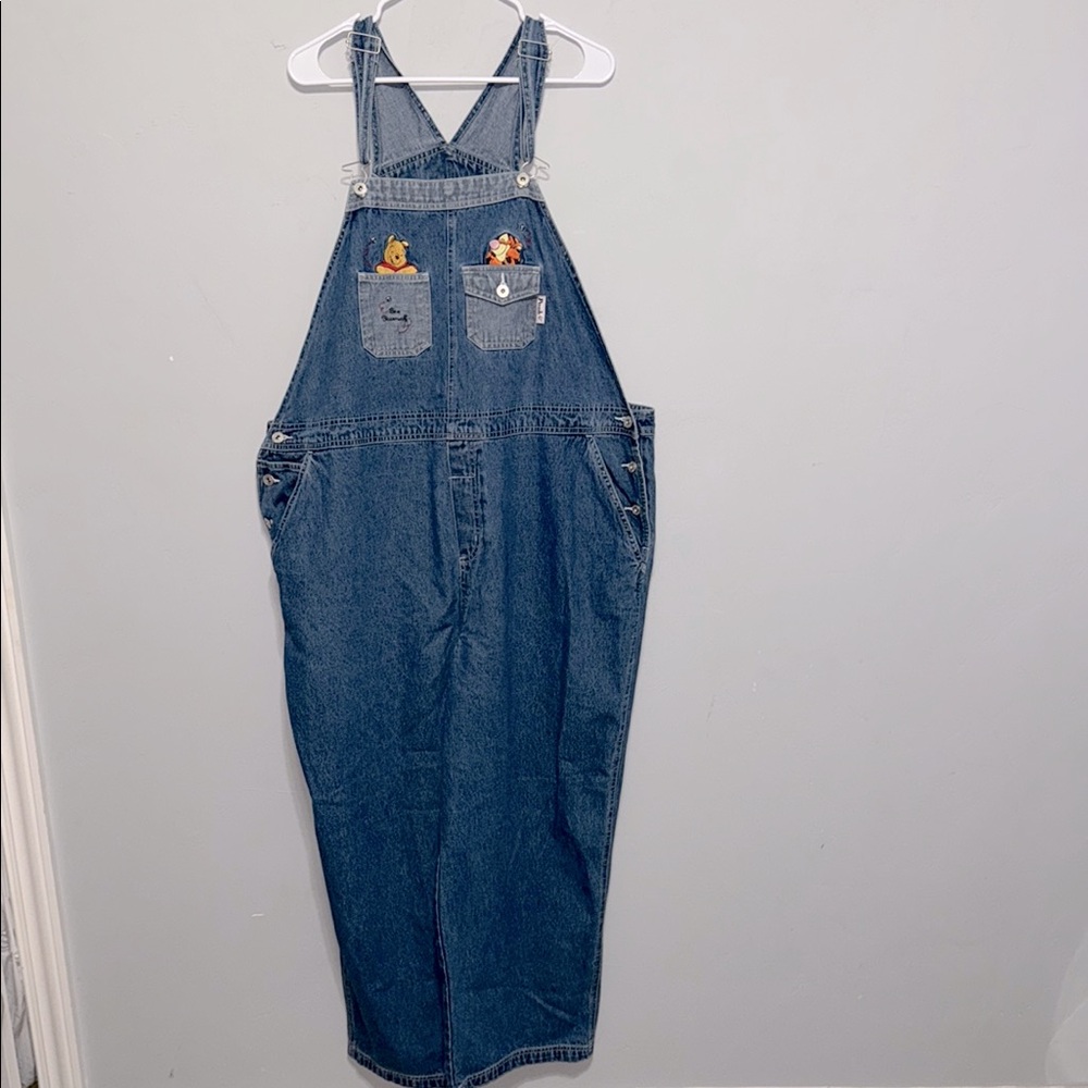 Vintage 90’s Pooh Embroidered Denim Bib Overalls Plus Sz 24 EUC